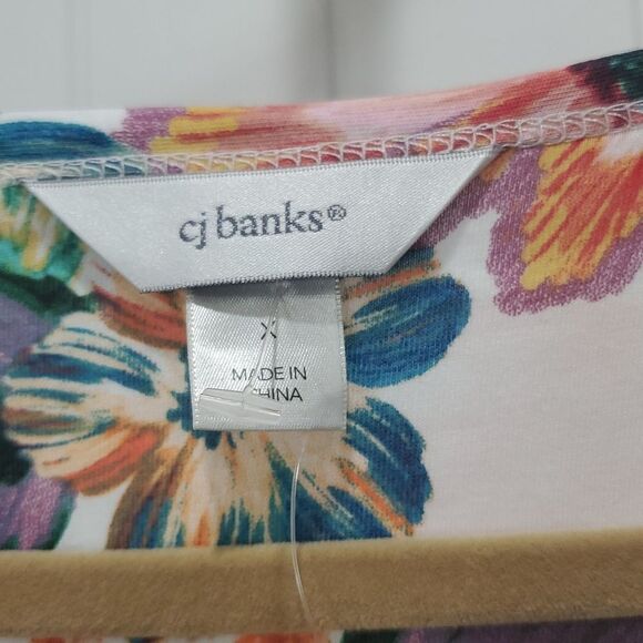 NWT Christopher & Banks XL Side Tie  Tropical Floral Tee - Picture 3 of 6